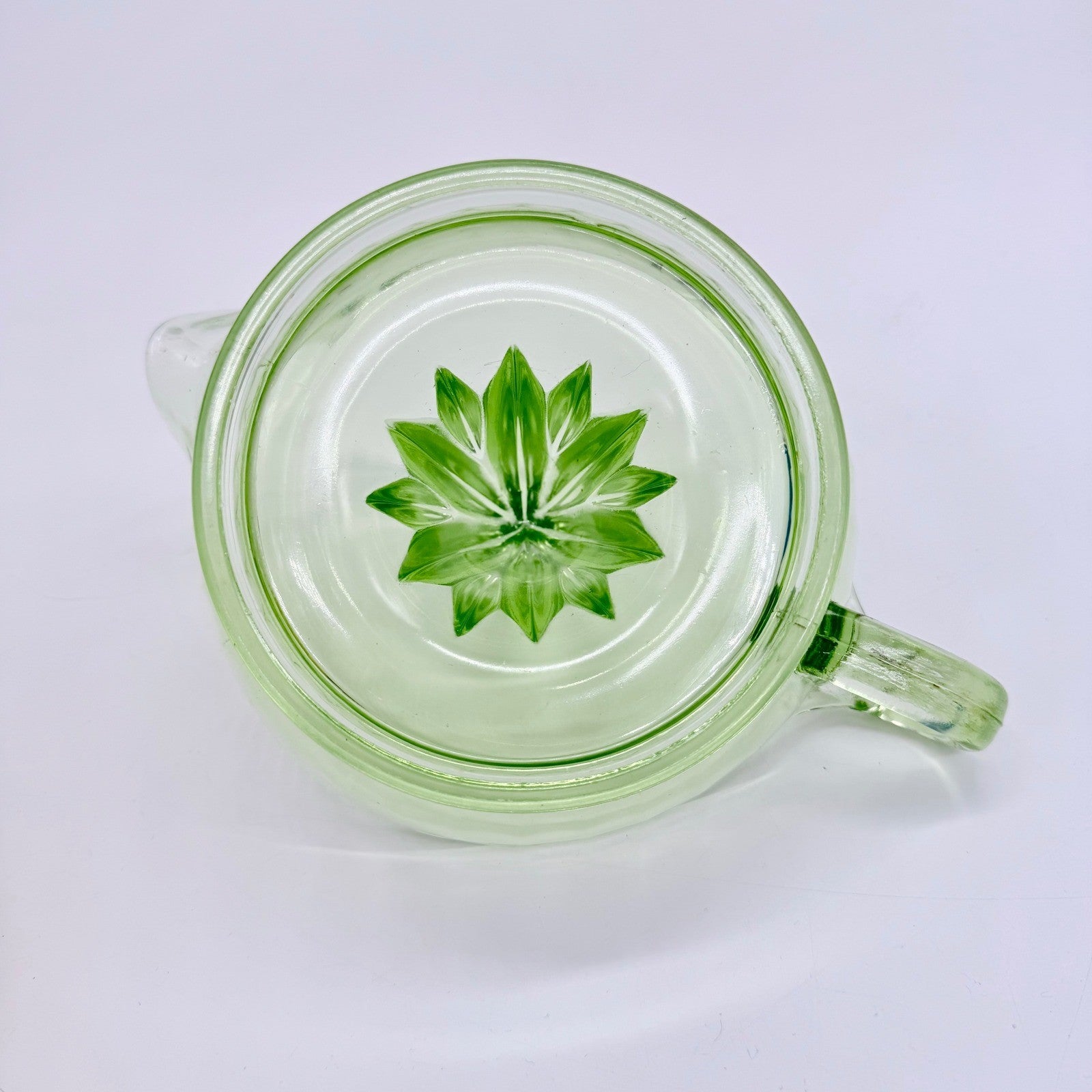 Vintage Green Depression Glass Citrus Juicer Pitcher Reamer