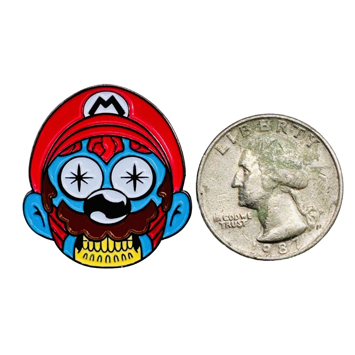 Mario "They Live" Zombie Enamel Pin Horror Video Game Character Brooch