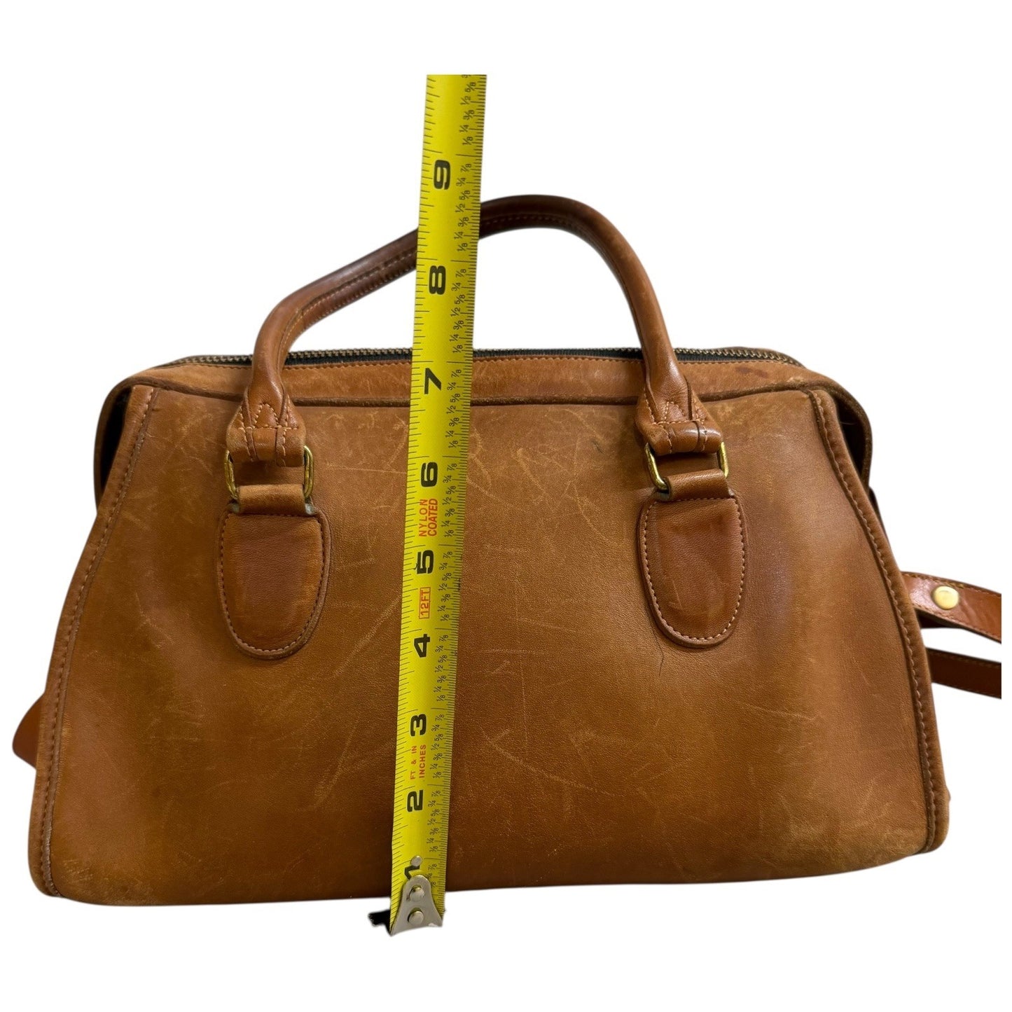 Vintage 80s Coach British Tan Leather Broadway Satchel Shoulder Bag Brown