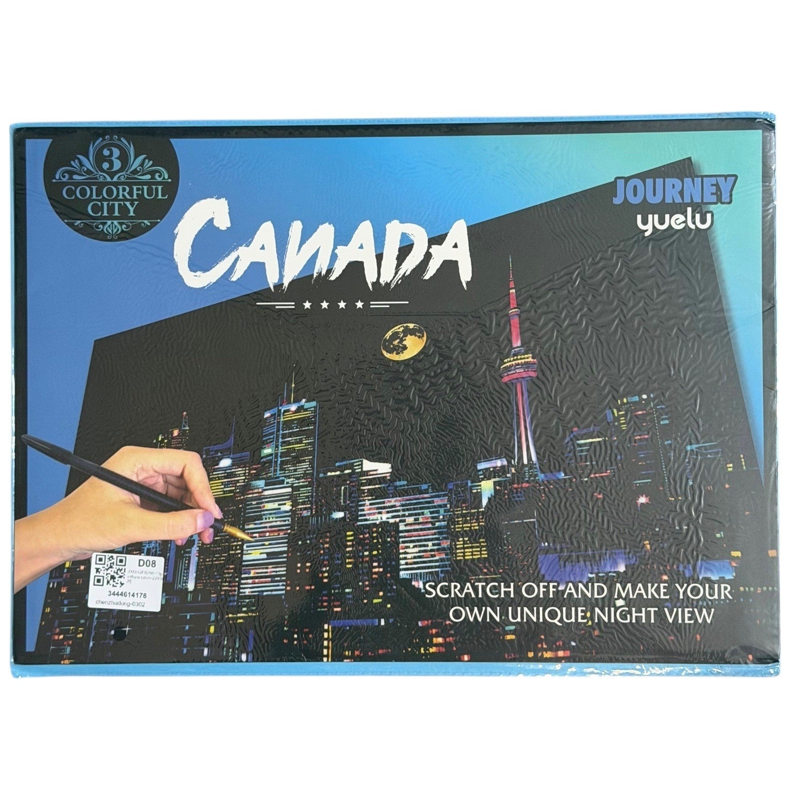 Lot of 14 Scratch Art Boards Colorful City Night View – Mixed Set No Stylus