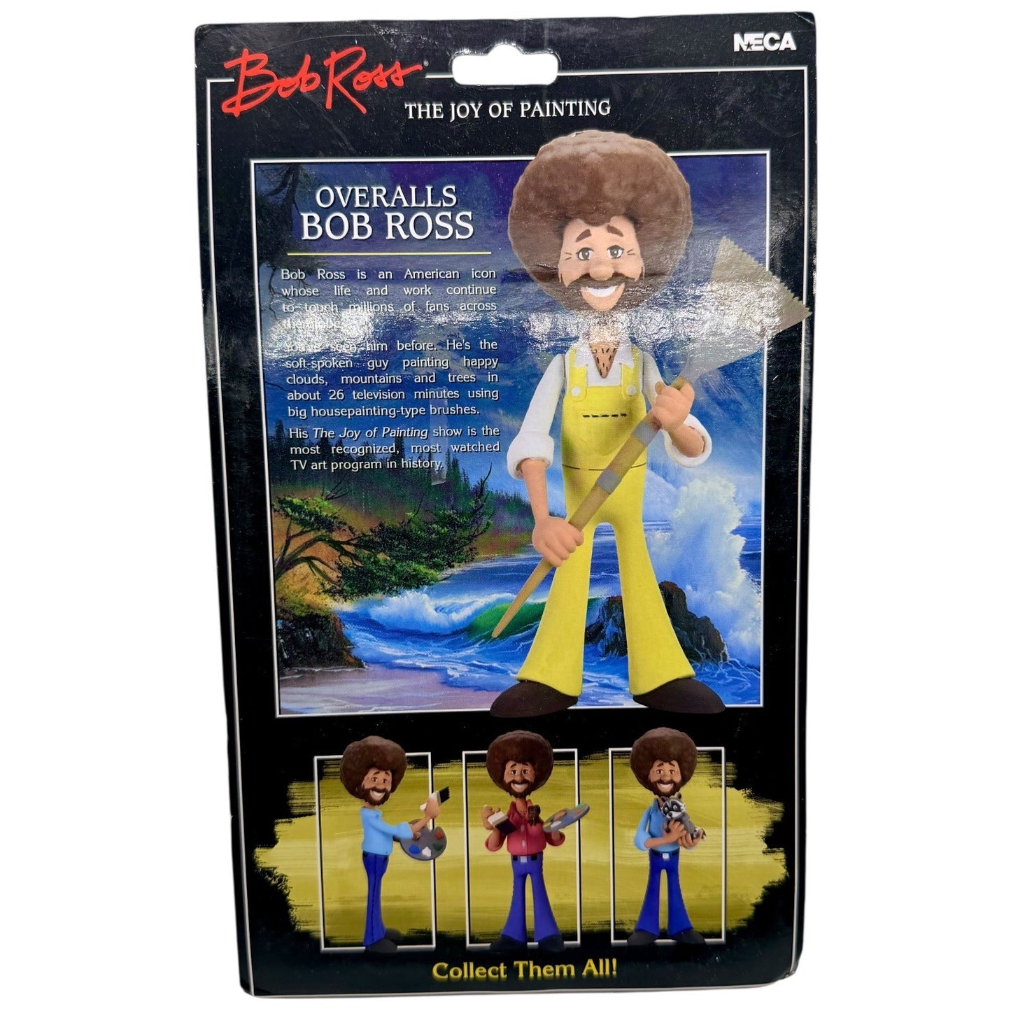 NECA Bob Ross The Joy of Painting Overalls Action Figure with Fan Brush New