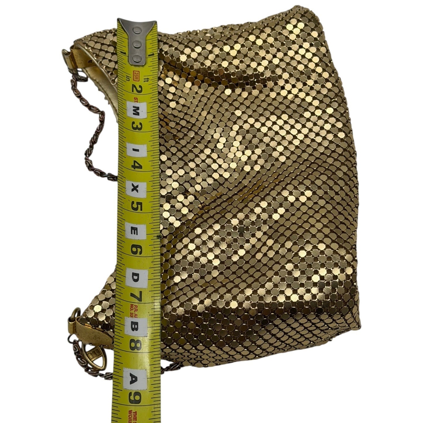 Whiting & Davis Vintage Gold Metal Mesh Shoulder Bag Evening Purse Chain Strap