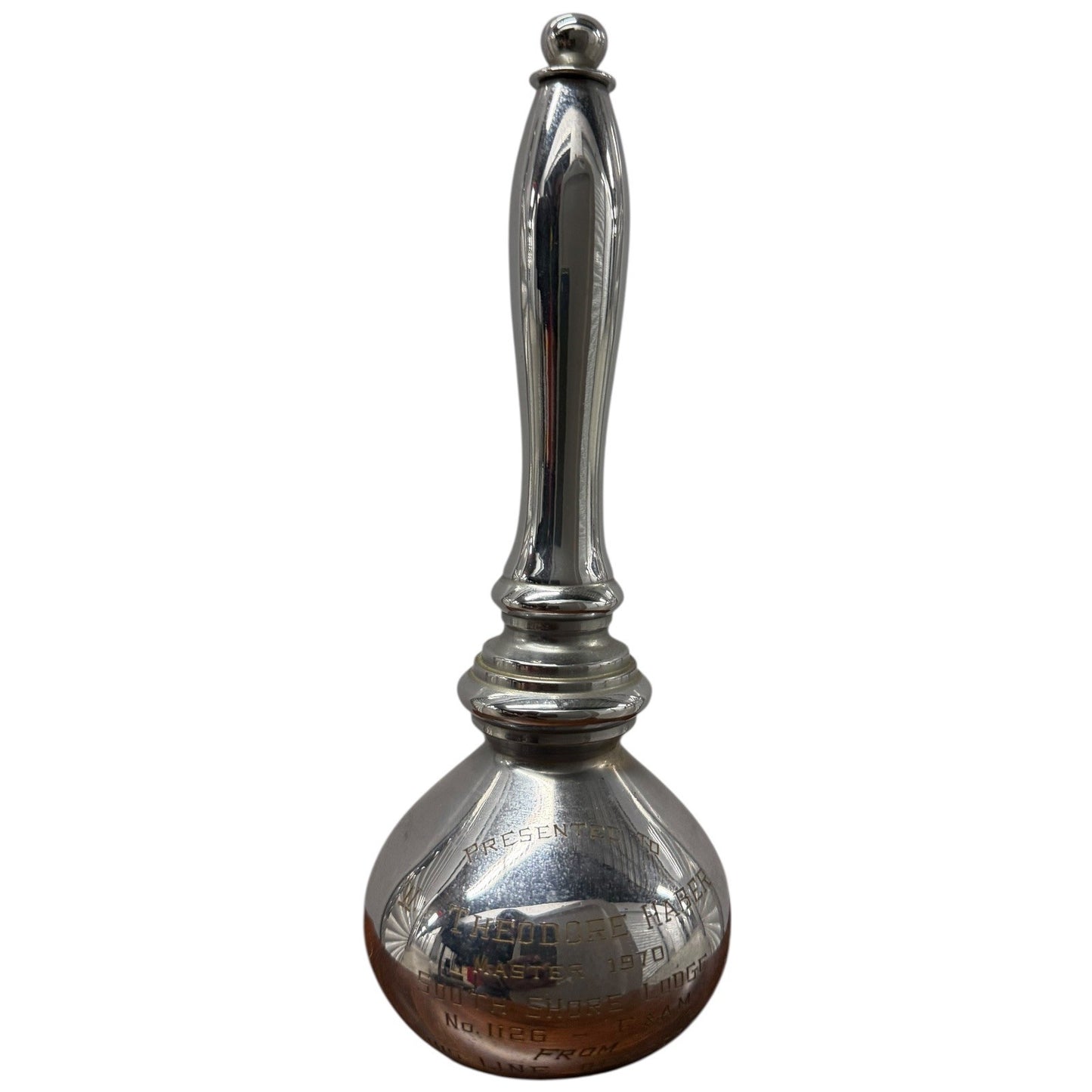 Engraved Presentation Masonic Gavel or Maul Silver Tone Lodge Master 1970