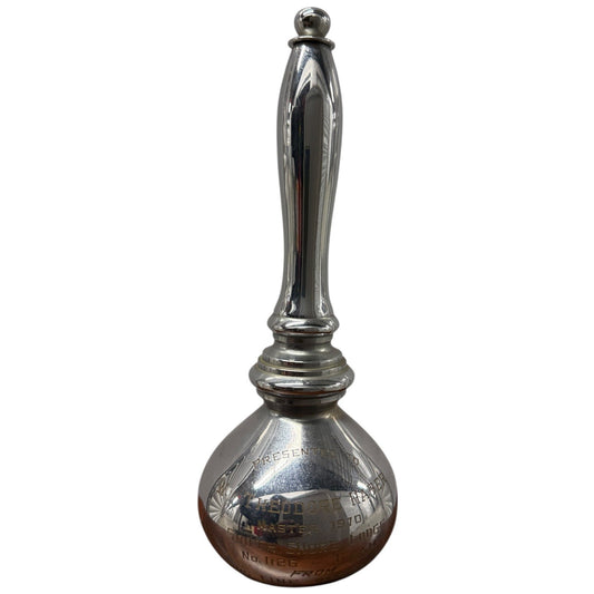 Engraved Presentation Masonic Gavel or Maul Silver Tone Lodge Master 1970