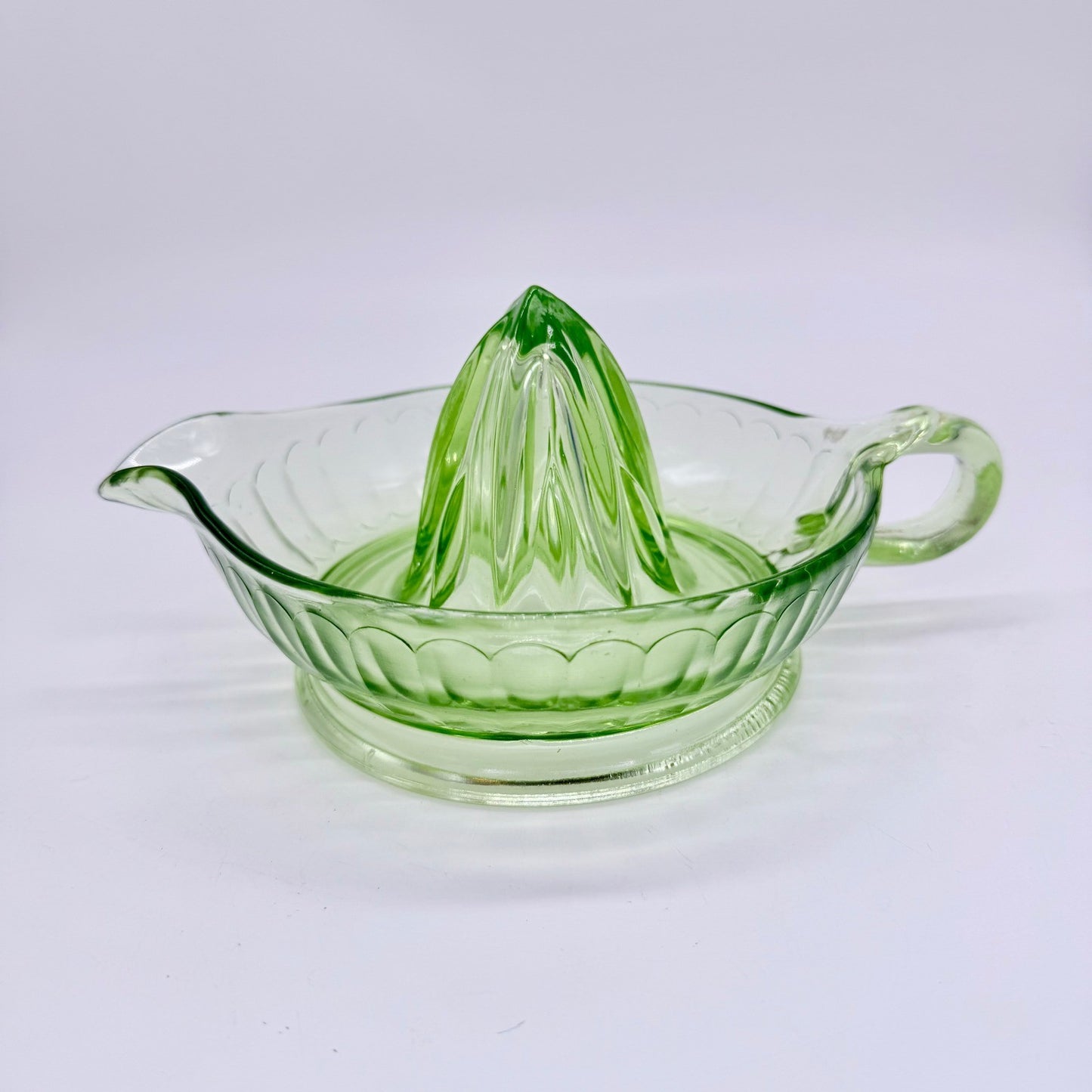 Vintage Green Depression Glass Citrus Juicer Pitcher Reamer
