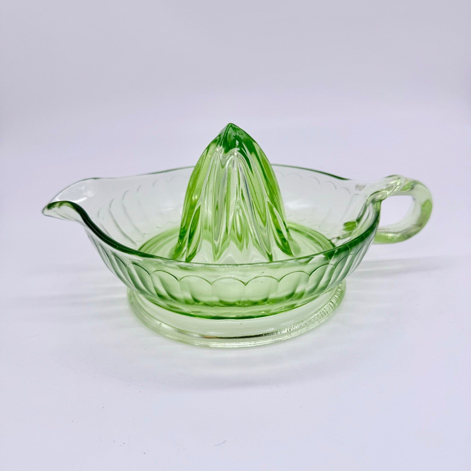 Vintage Green Depression Glass Citrus Juicer Pitcher Reamer