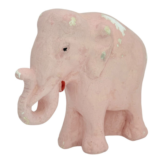 Vintage Pink Elephant Figurine Statue Decor Shelf Display 5" Tall