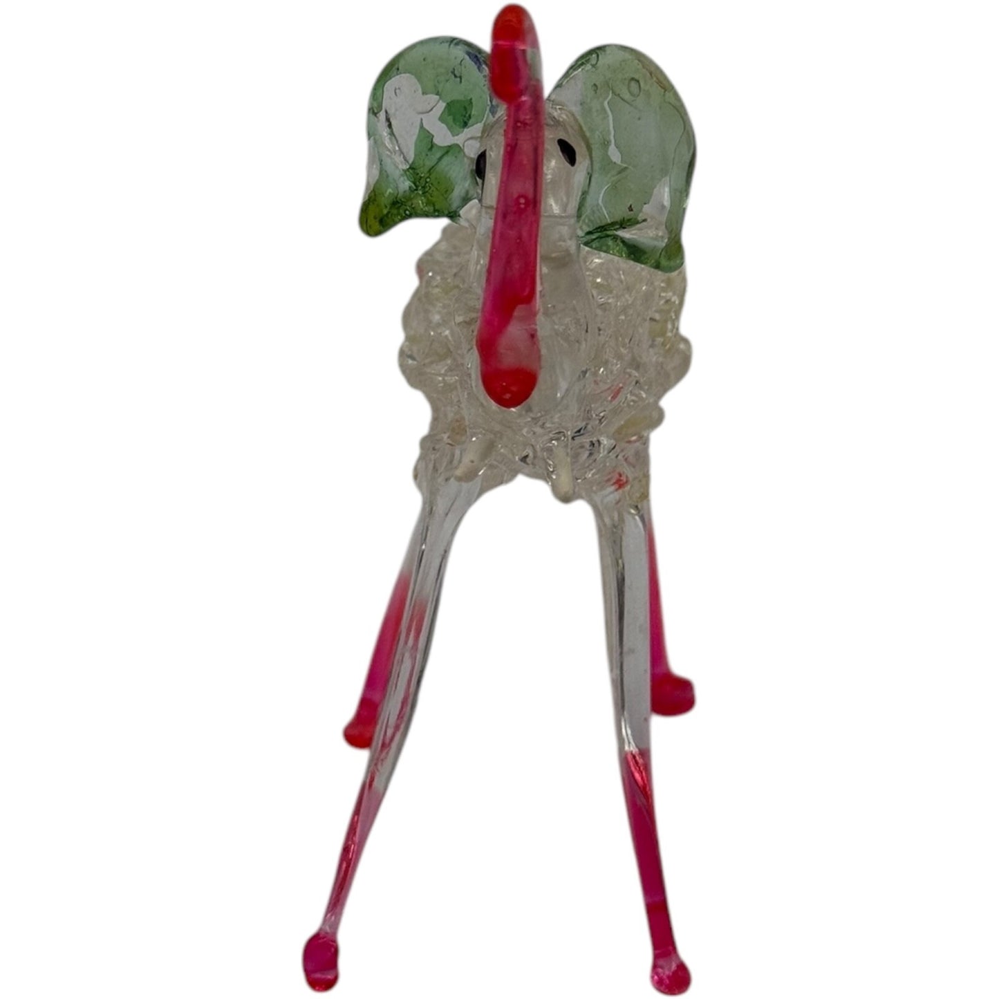 Vintage Pink Glass Elephant Figurine – Intricate Handmade Miniature