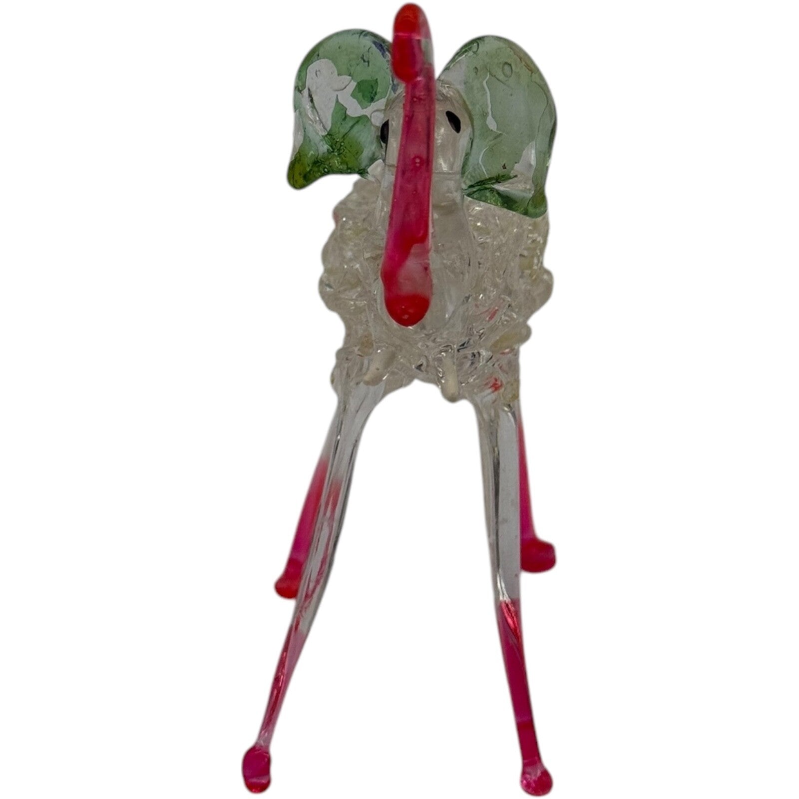 Vintage Pink Glass Elephant Figurine – Intricate Handmade Miniature