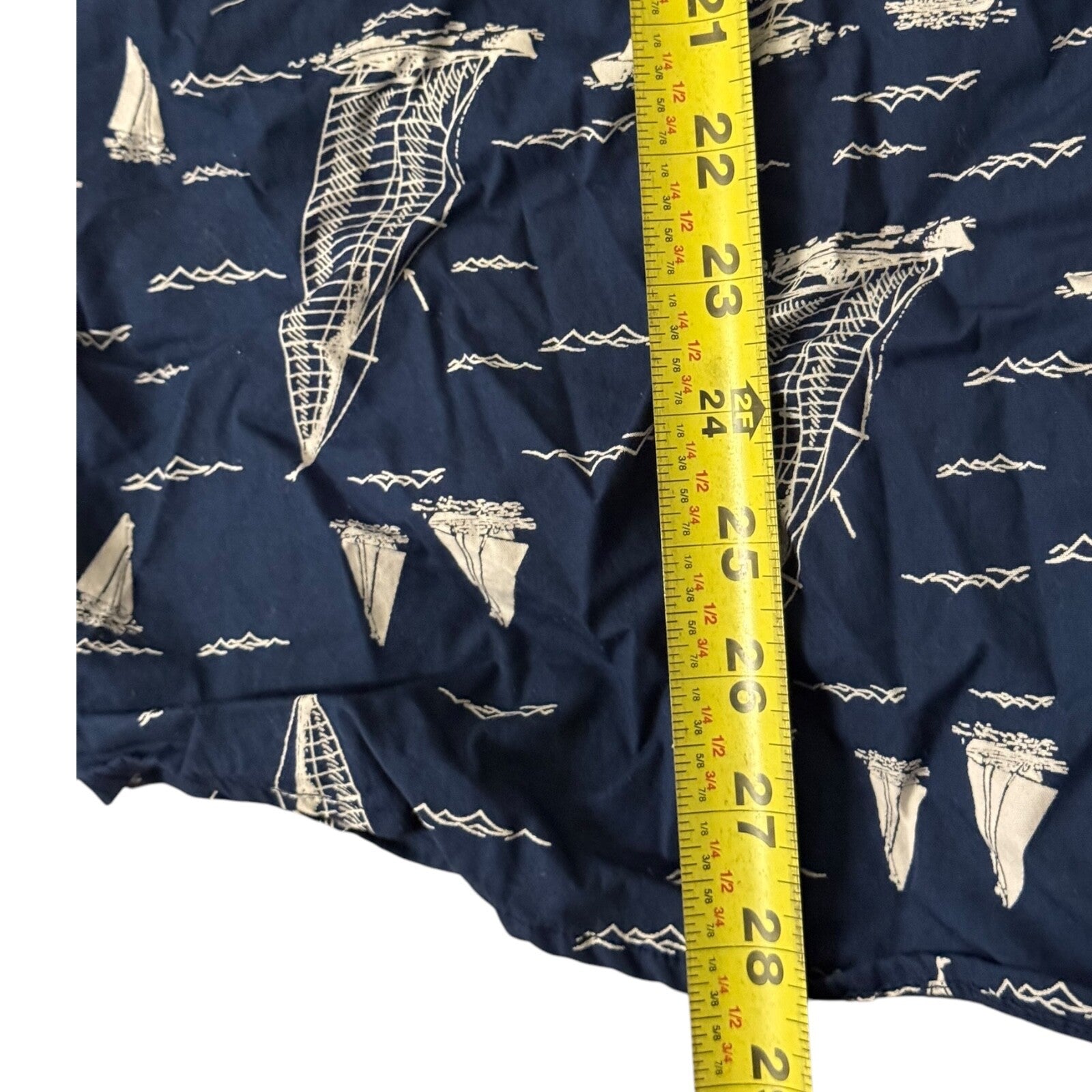Hawaiian Shirt Men's XL Blue Short Sleeve Sailing Boats Button-Up