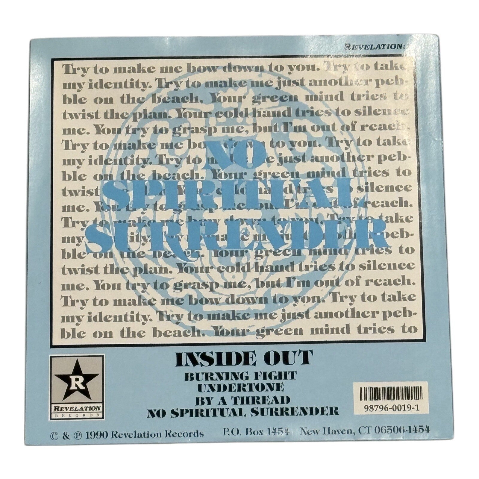 Inside Out No Spiritual Surrender 7" Limited Red Vinyl Rage Against the Machine