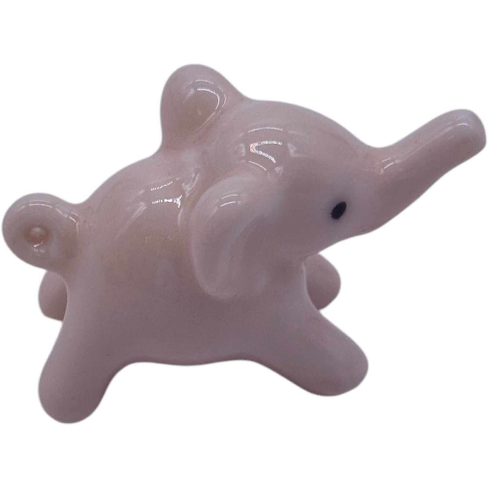 Vtg Miniature Pale Pink Ceramic Elephant Figurines - Family Set of 2 Germany