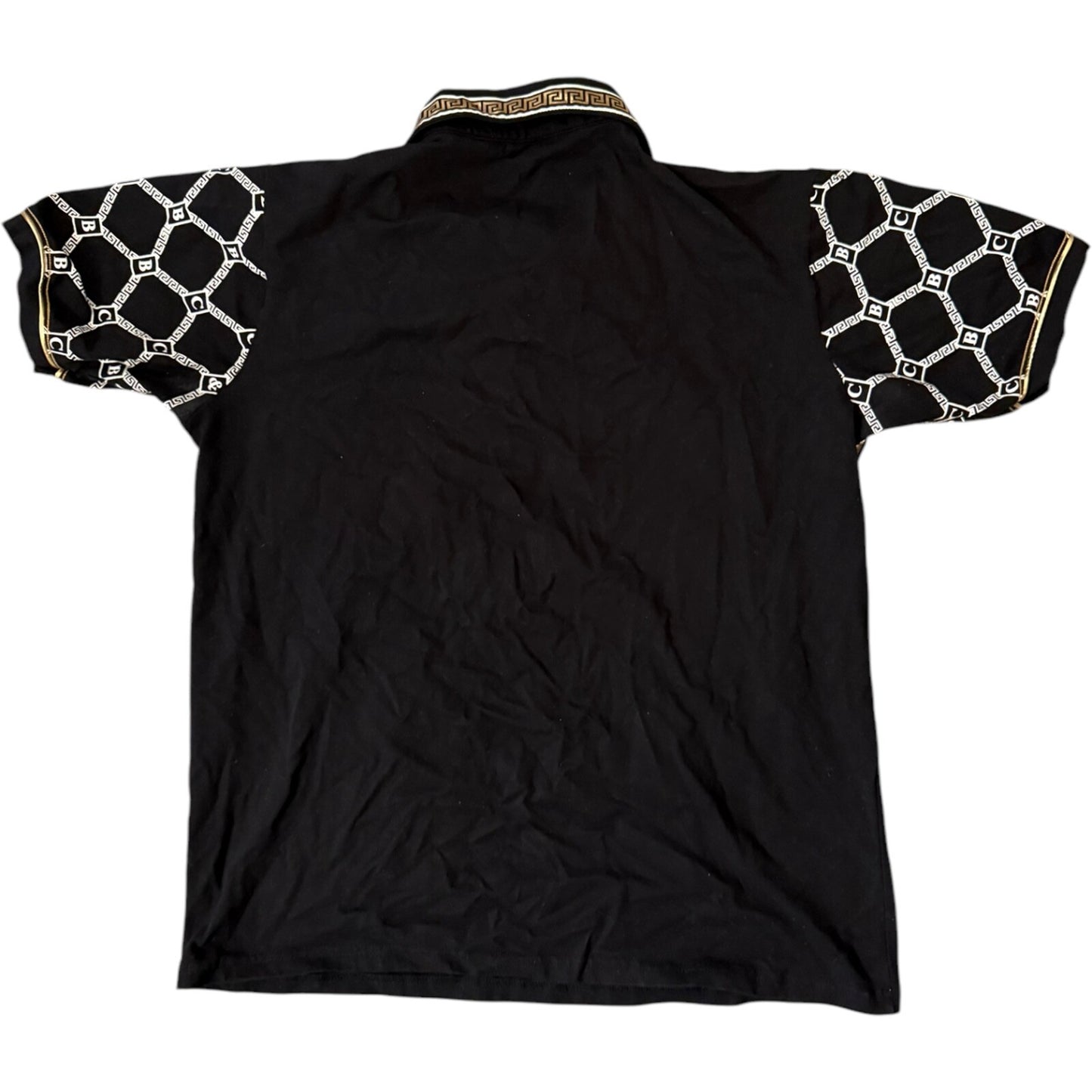 Polo Shirt Mens 2XL - Italian Black/Gold/White Bucheli Stripe Logo Slim Fit
