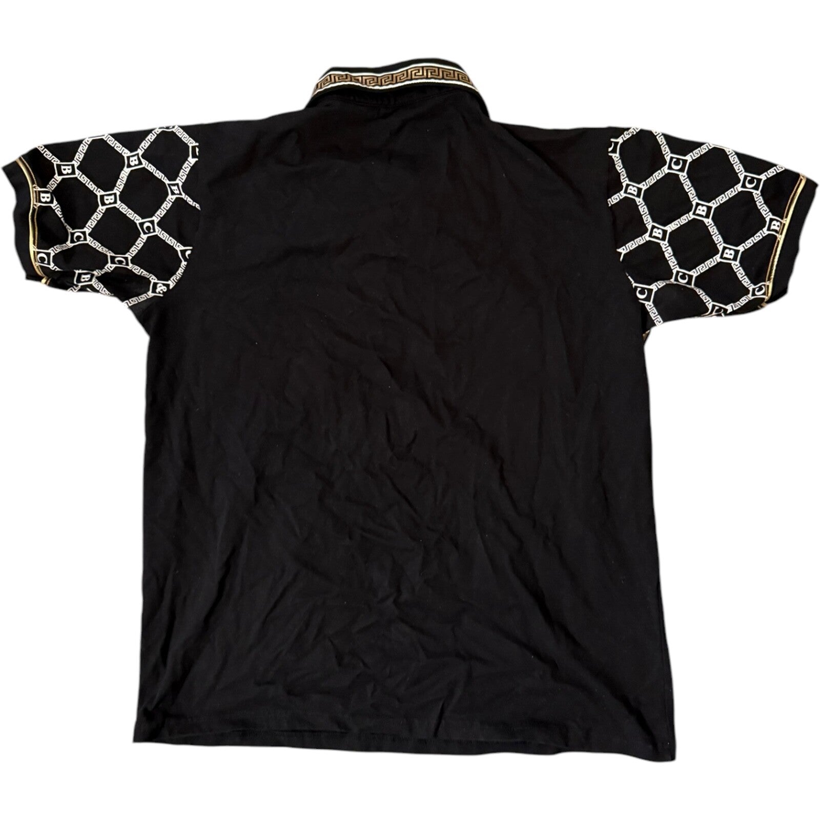 Polo Shirt Mens 2XL - Italian Black/Gold/White Bucheli Stripe Logo Slim Fit
