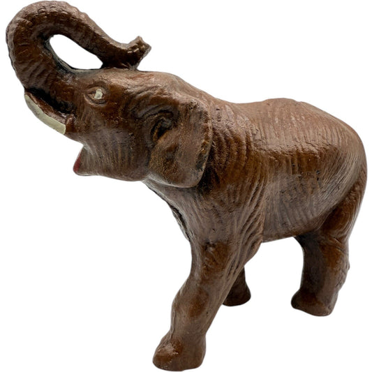 Elephant Figurine Statue Trunk Up Good Luck Decor Animal Brown Vintage