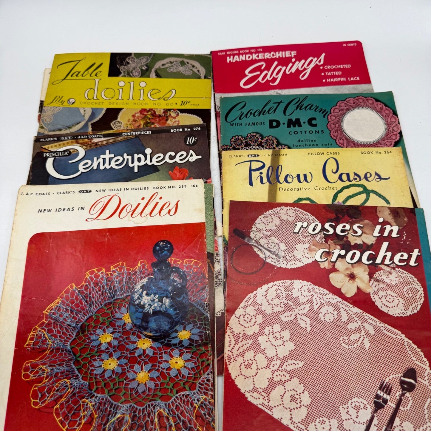 Vintage Crochet Pattern Book Large Lot Granny Squares Afghans Doilies 1940s-80s