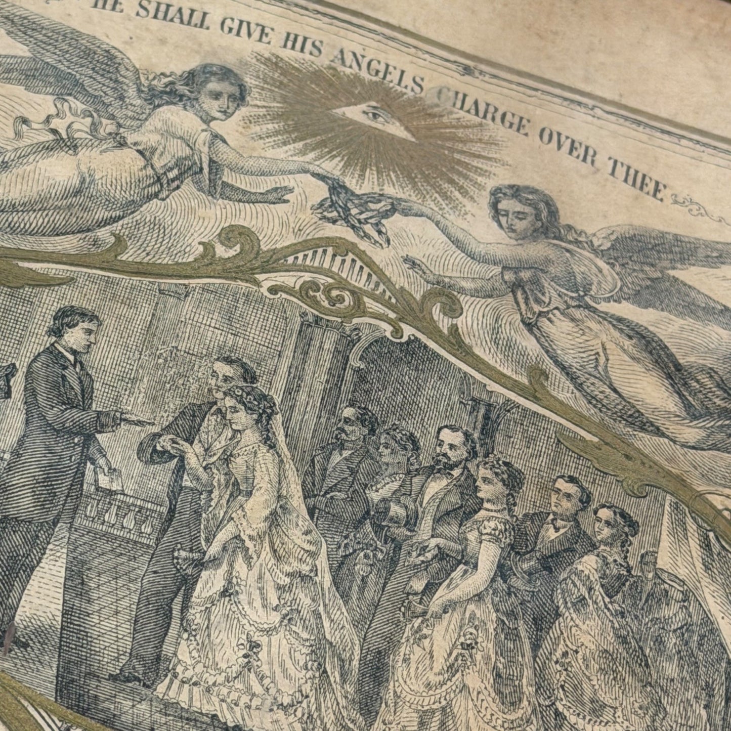 Antique 1881 Holy Matrimony Marriage Certificate John B Staats Mary E Kline NJ