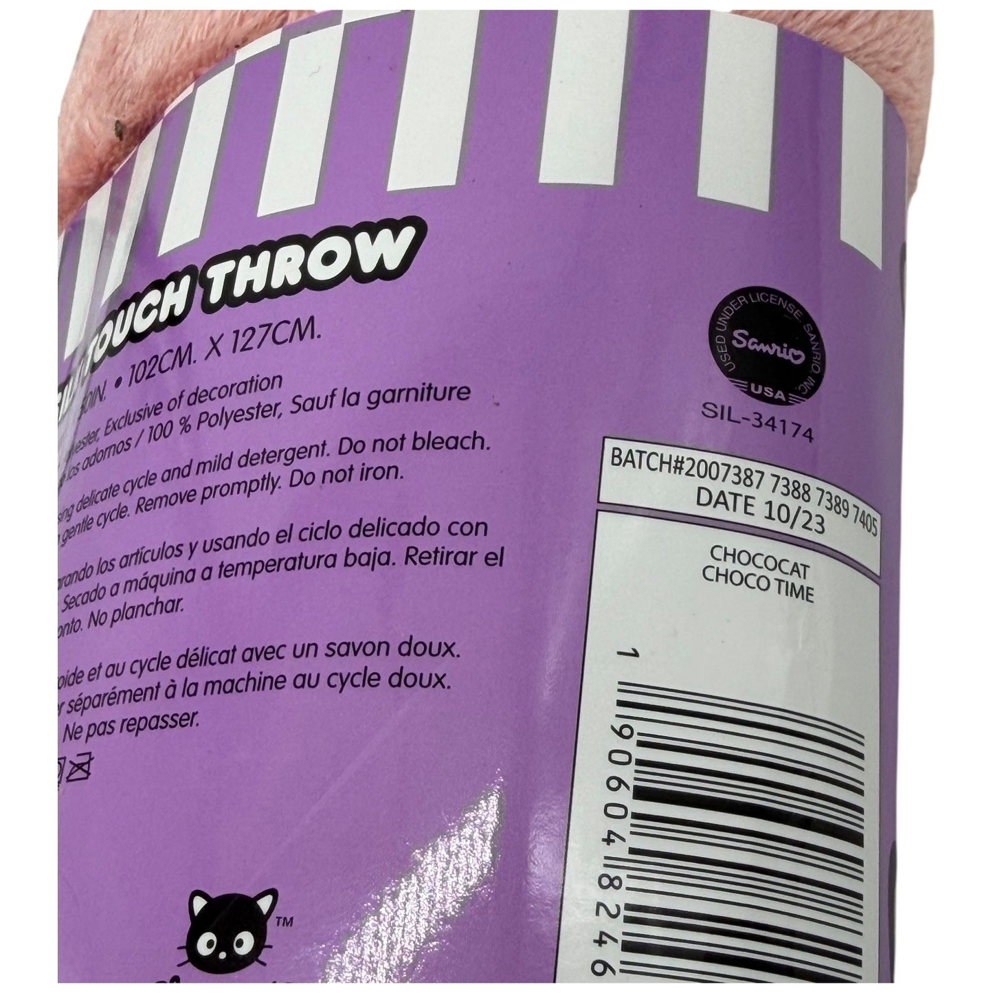 Chococat Sanrio Silk Touch Throw Blanket Pink Gray Purple Choco Time