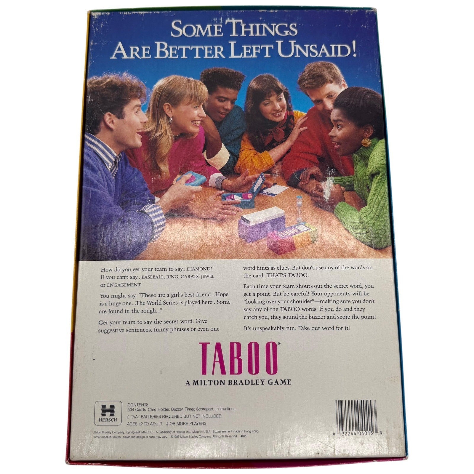 Taboo The Game of Unspeakable Fun Milton Bradley 1989 Vintage Party Game 4015
