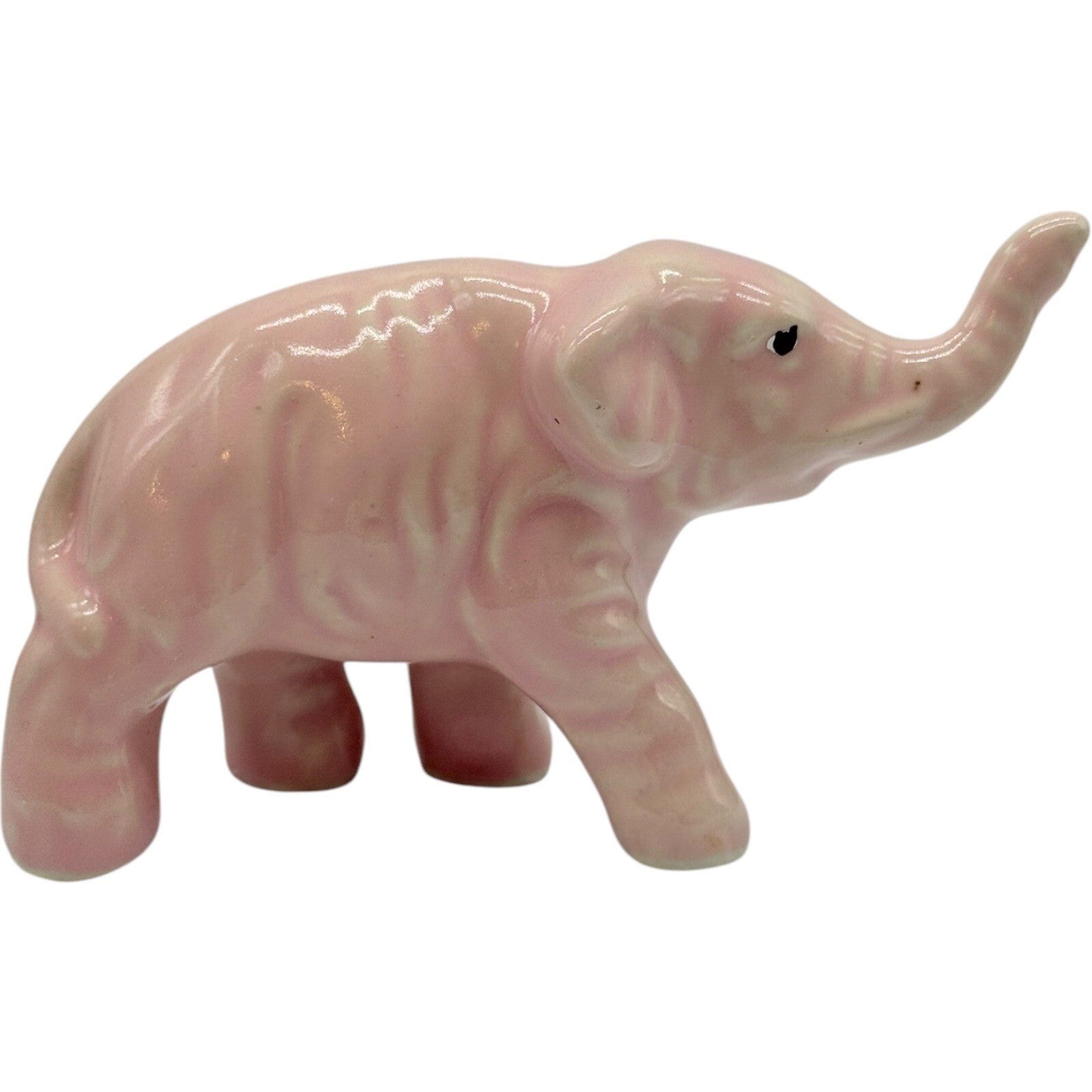Pink Elephant Figurine Ceramic Animal Statue Home Decor Shelf Display