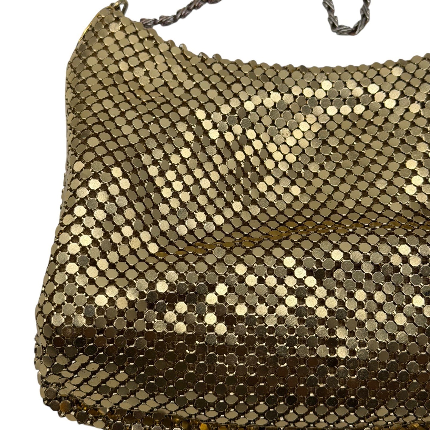 Whiting & Davis Vintage Gold Metal Mesh Shoulder Bag Evening Purse Chain Strap