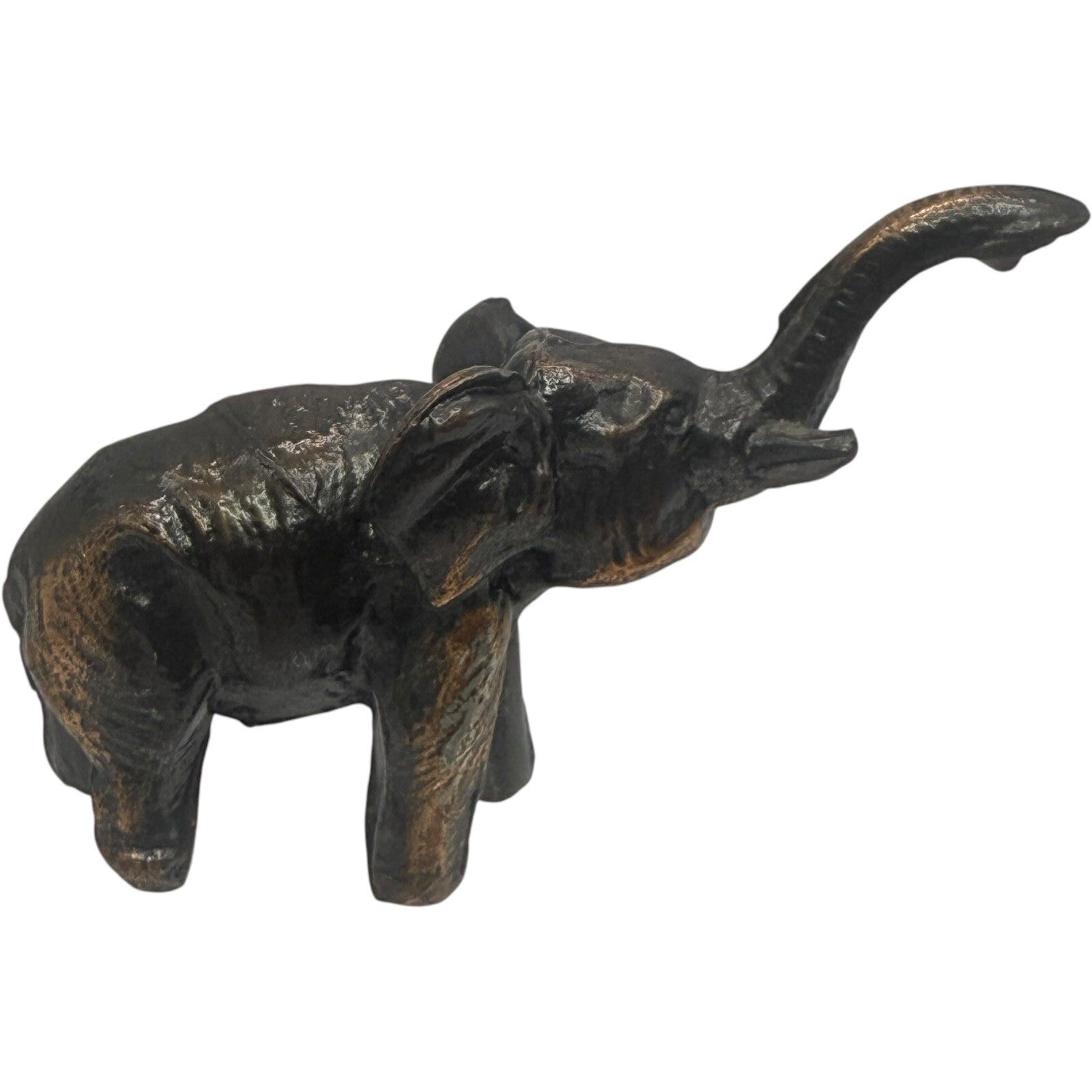 VTG Elephant Statue Figurine Trunk Up Good Luck Bronze Finish Home Decor