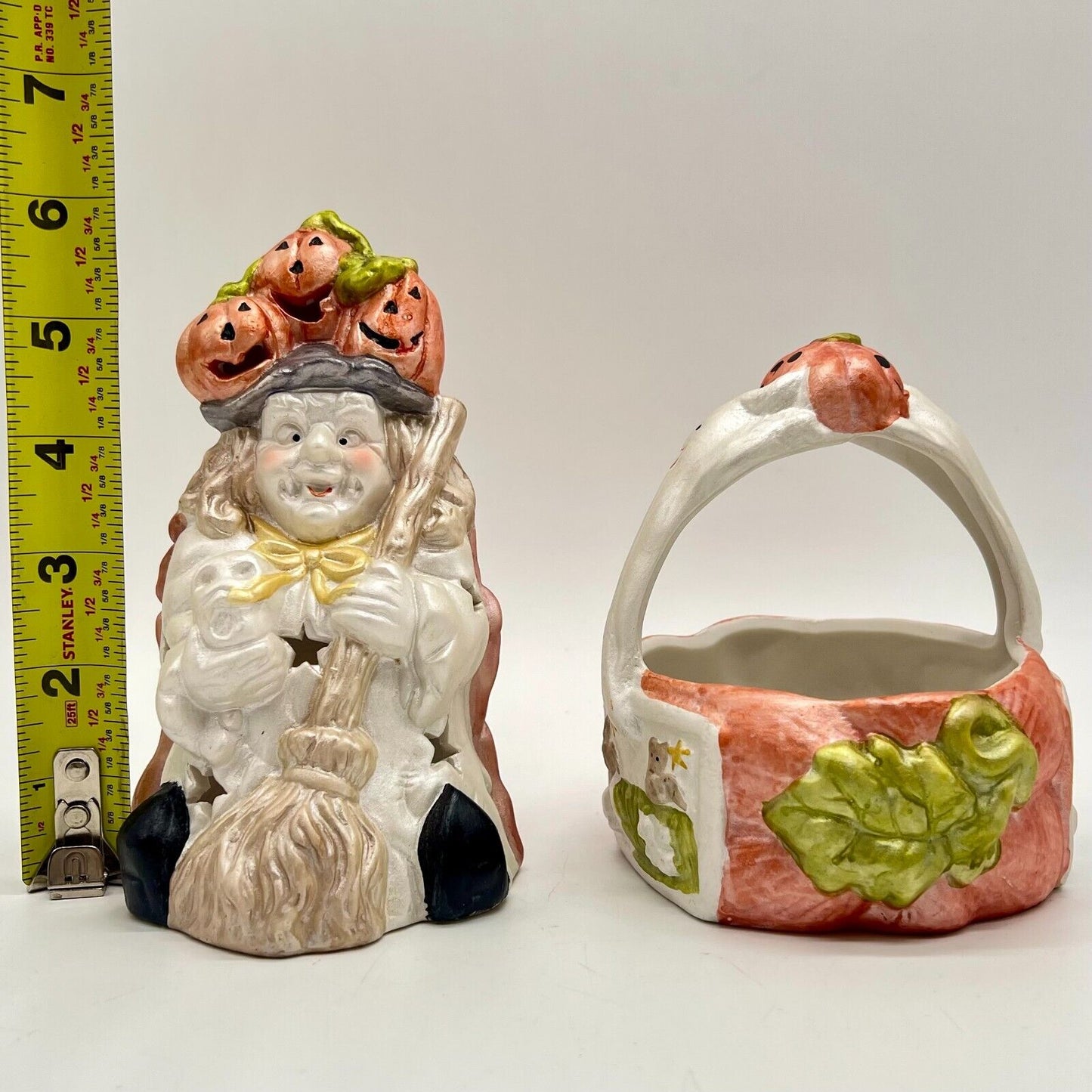 Cornerstone Creations Halloween Collection Witch W Broom Tea Light 2pc Holders