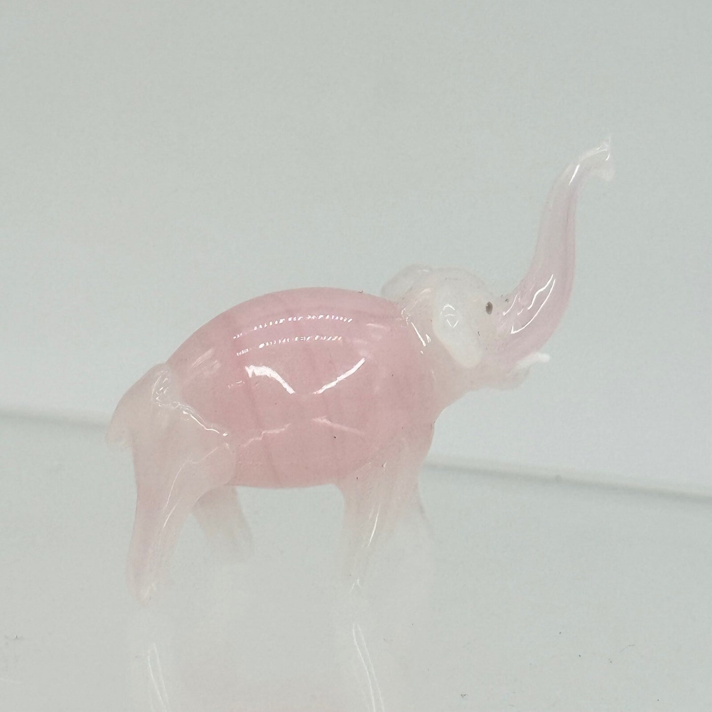 Pink Glass Elephant Figurine Hand Blown Art Glass Animal Collectible Decor