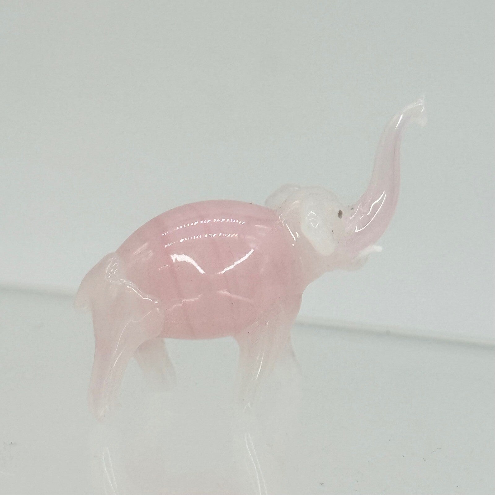 Pink Glass Elephant Figurine Hand Blown Art Glass Animal Collectible Decor