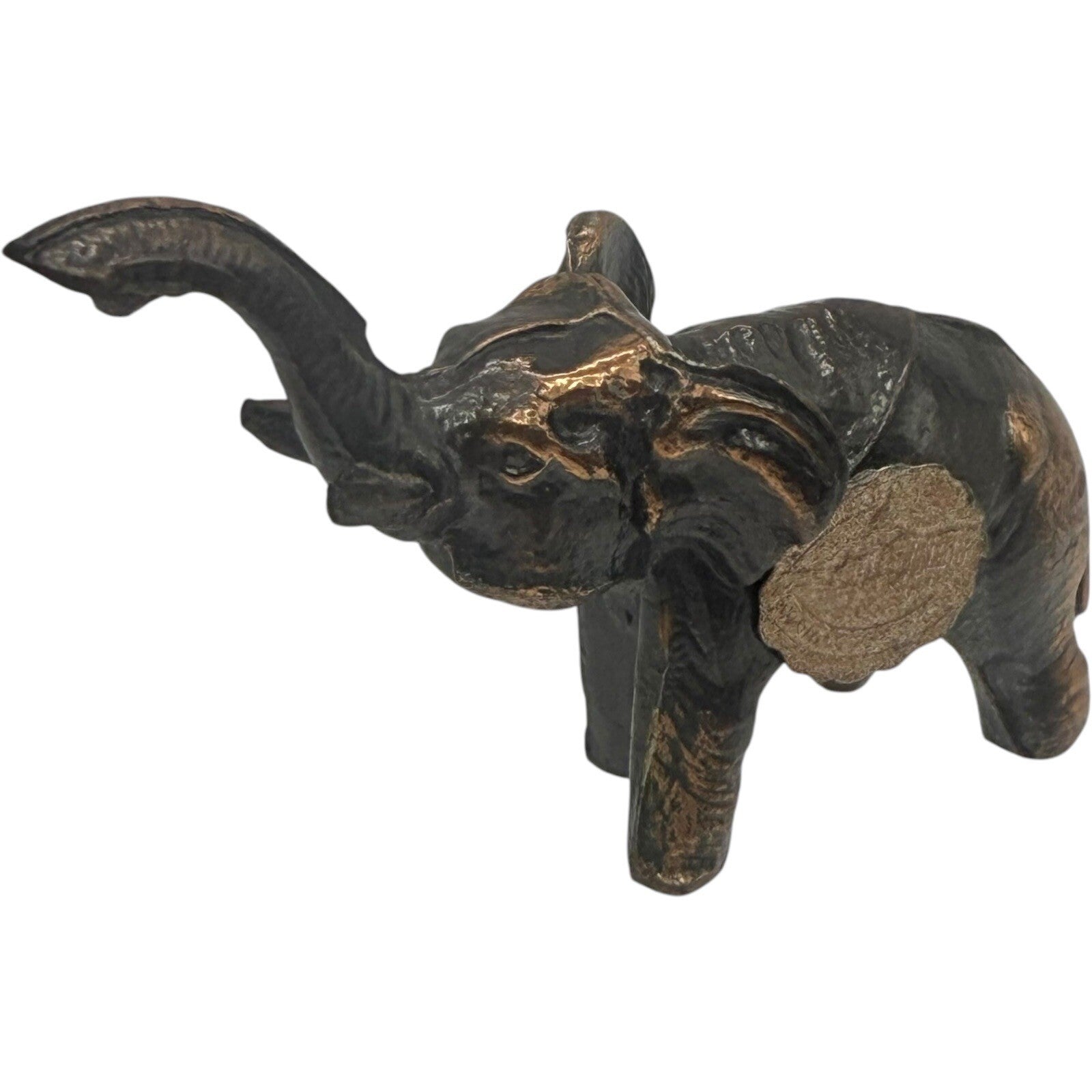 VTG Elephant Statue Figurine Trunk Up Good Luck Bronze Finish Home Decor