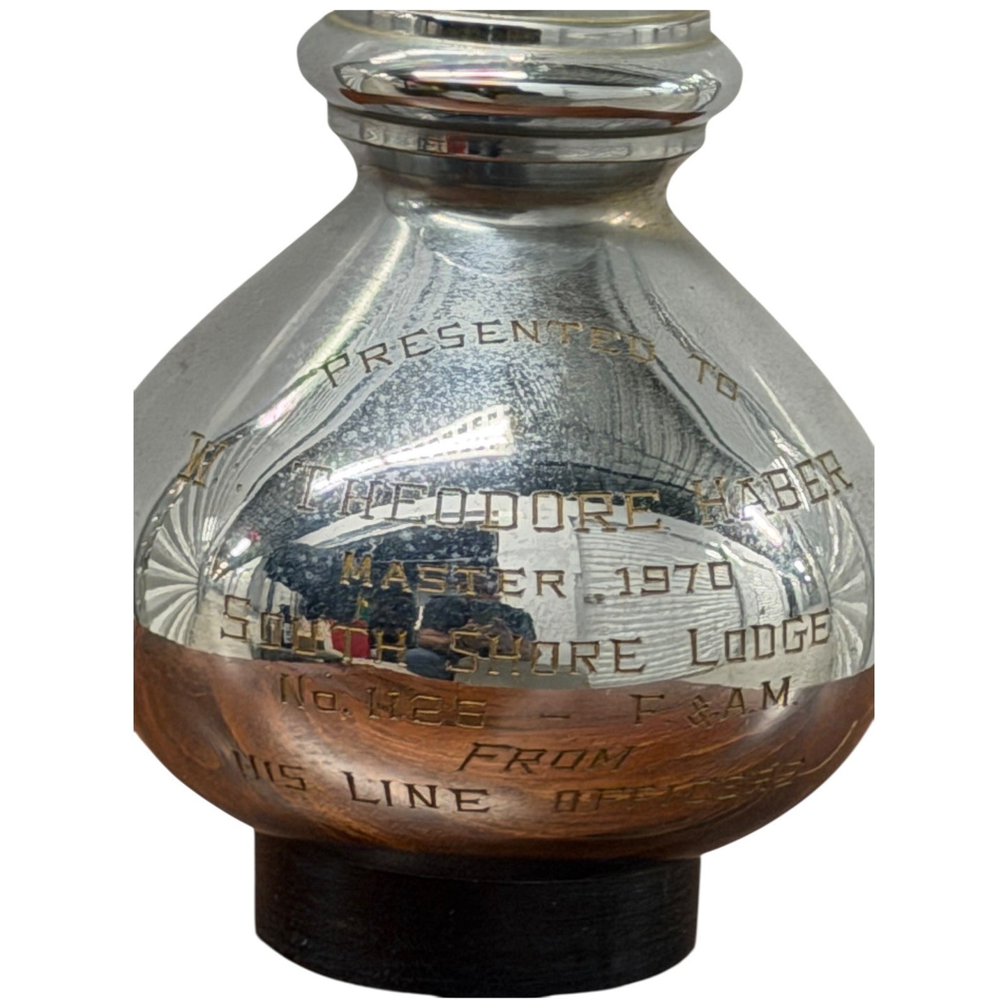 Engraved Presentation Masonic Gavel or Maul Silver Tone Lodge Master 1970