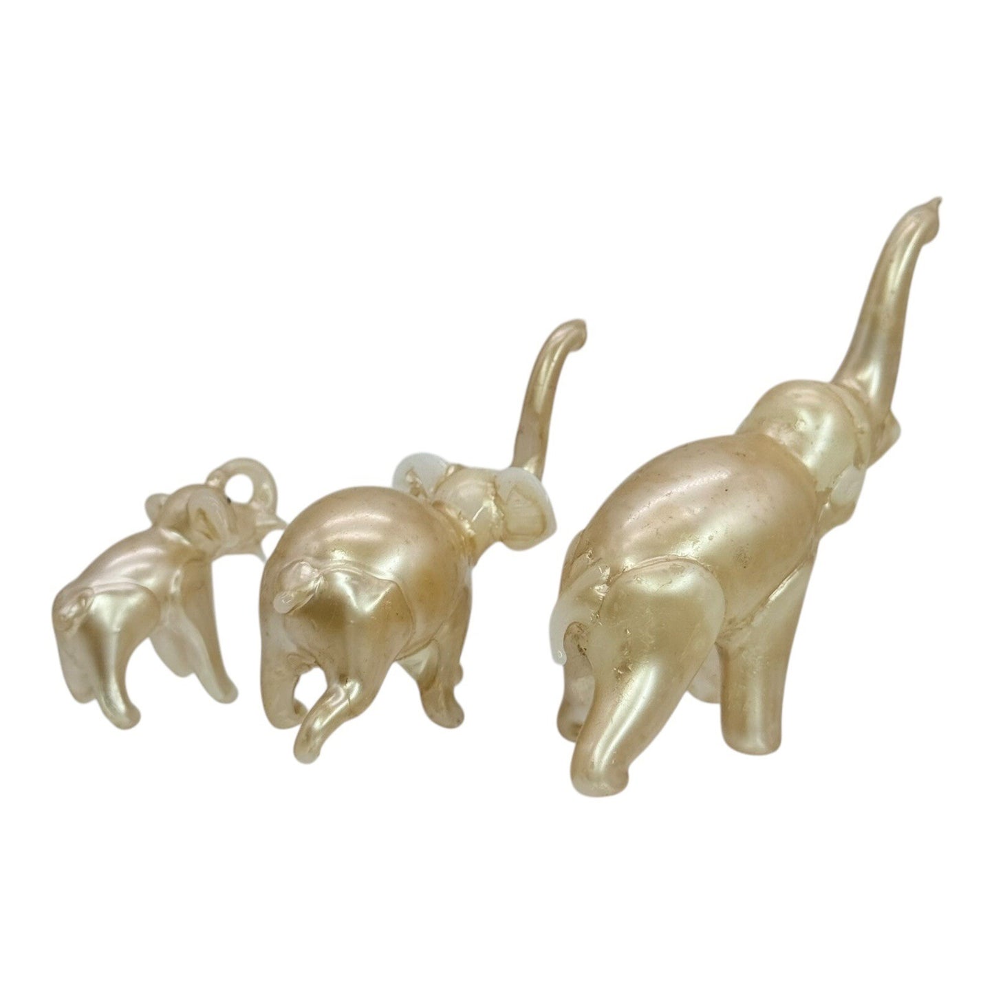 Glass Elephant Figurines Family Set of 3 Gold Home Decor Shelf Display
