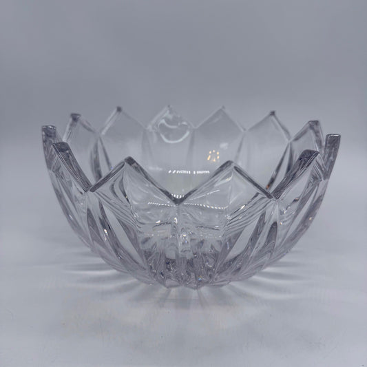 Vintage Lead Crystal Decorative Bowl Sawtooth Rim Geometric Cut Glass by Mikasa