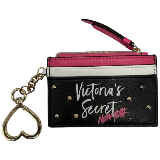 Victoria's Secret New York Card Holder Pouch Keychain Wallet Pink Black Studs