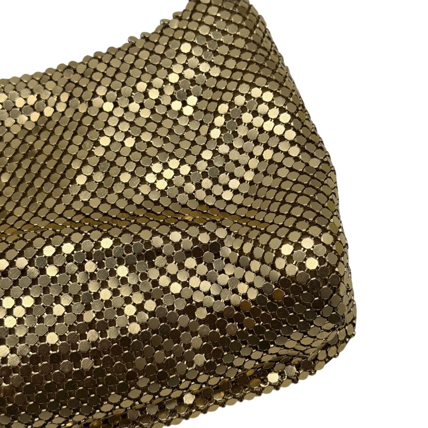 Whiting & Davis Vintage Gold Metal Mesh Shoulder Bag Evening Purse Chain Strap