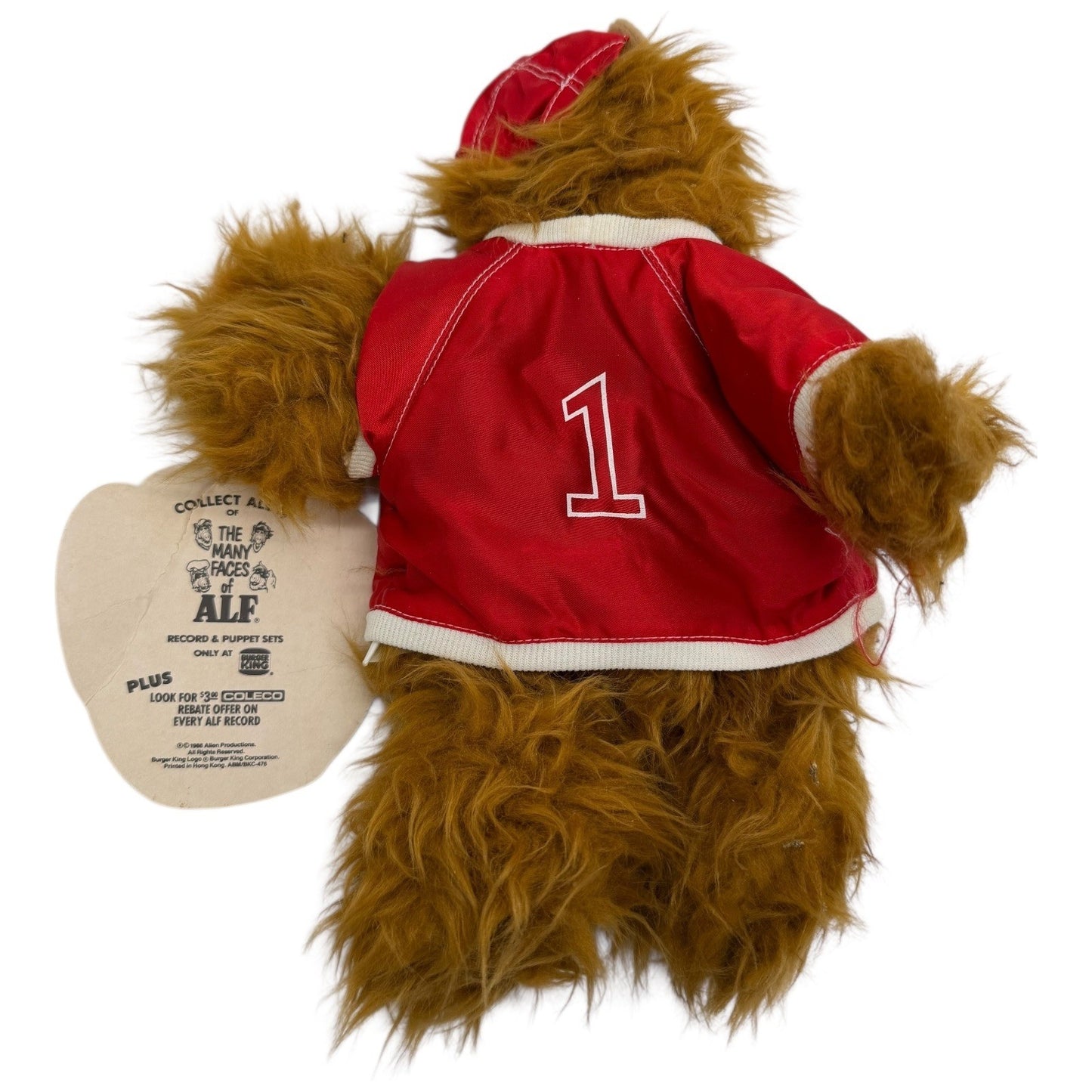 Vintage ALF Burger King Plush Toy Red Baseball Jersey 1986