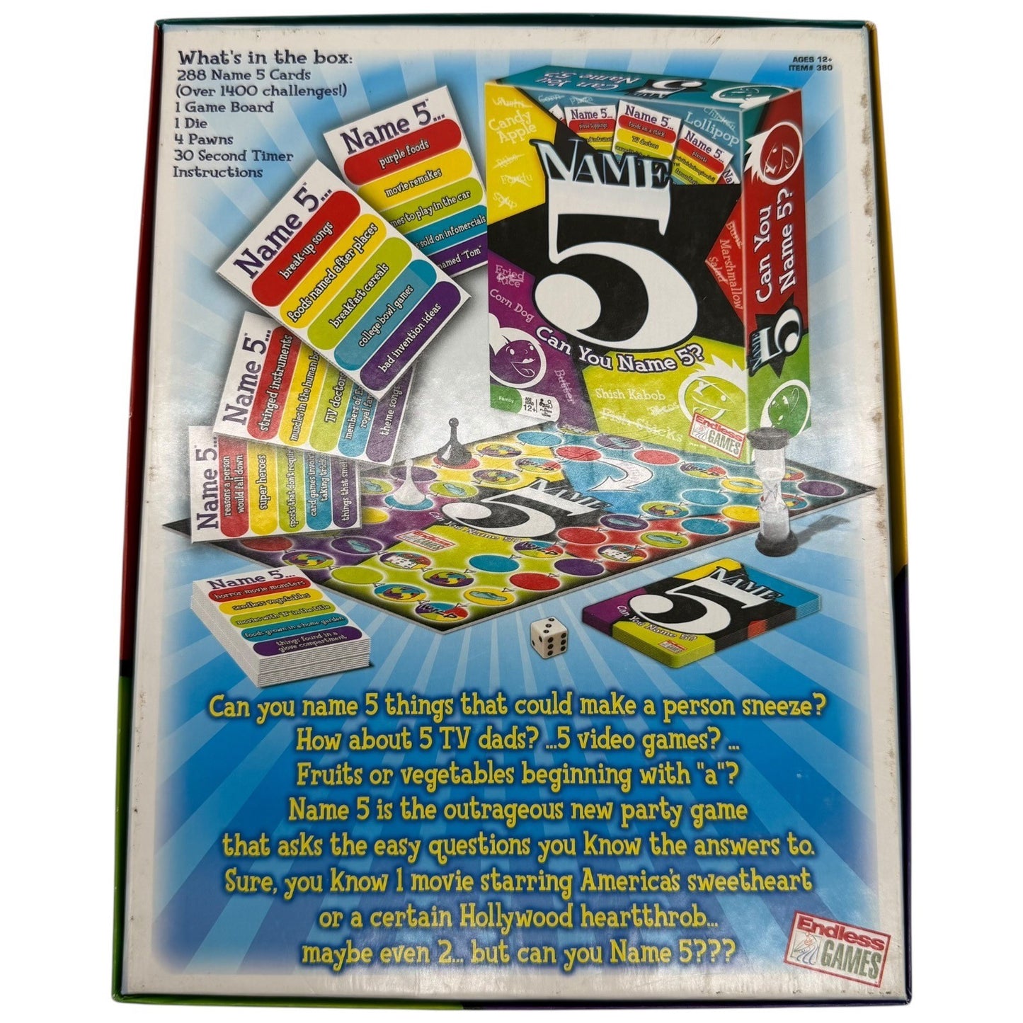 Name 5 Board Game Endless Games Quick Thinking Party Trivia Family Night \