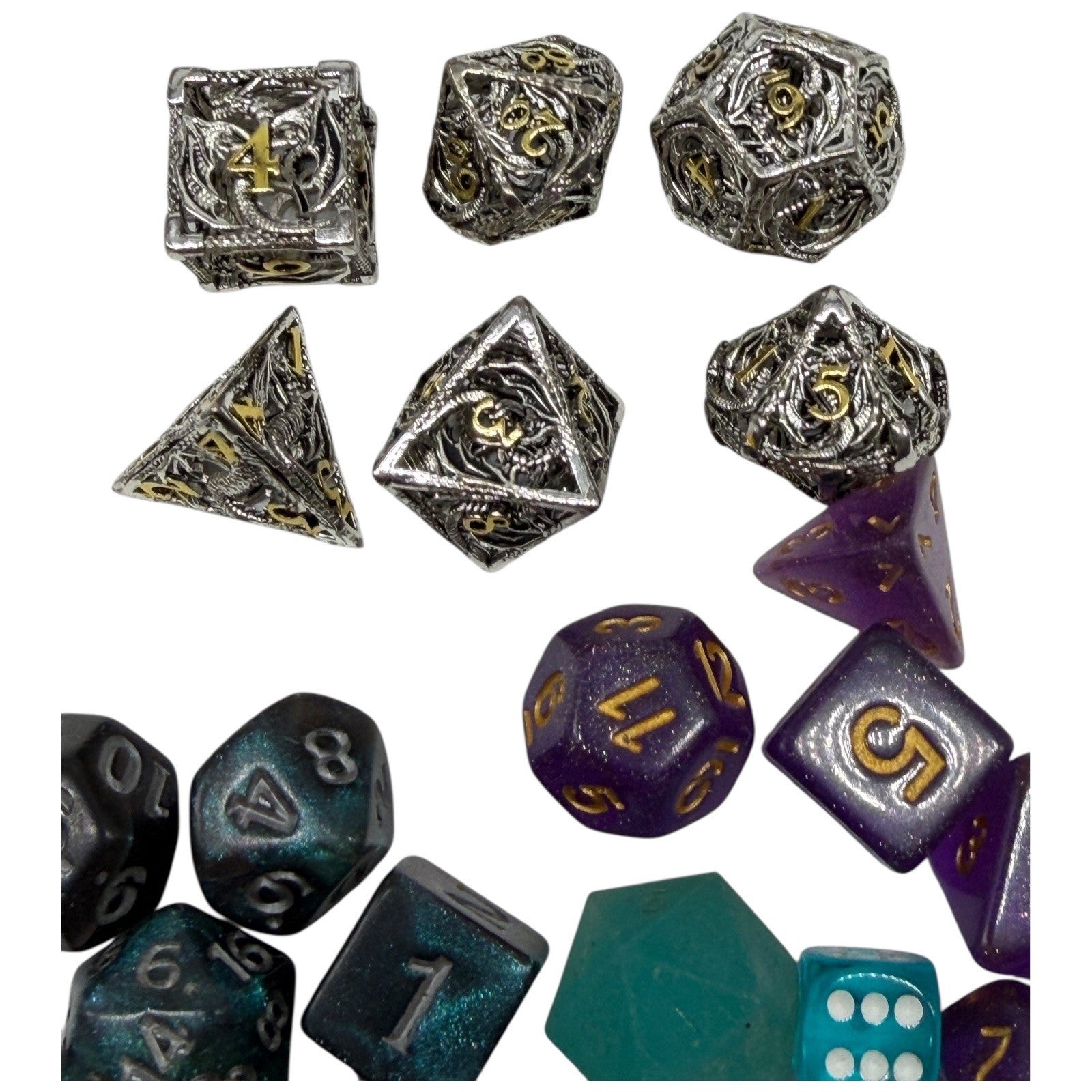 Unique Metal Dragon Dice Set for Tabletop RPG Games Dungeons and Dragons Gift