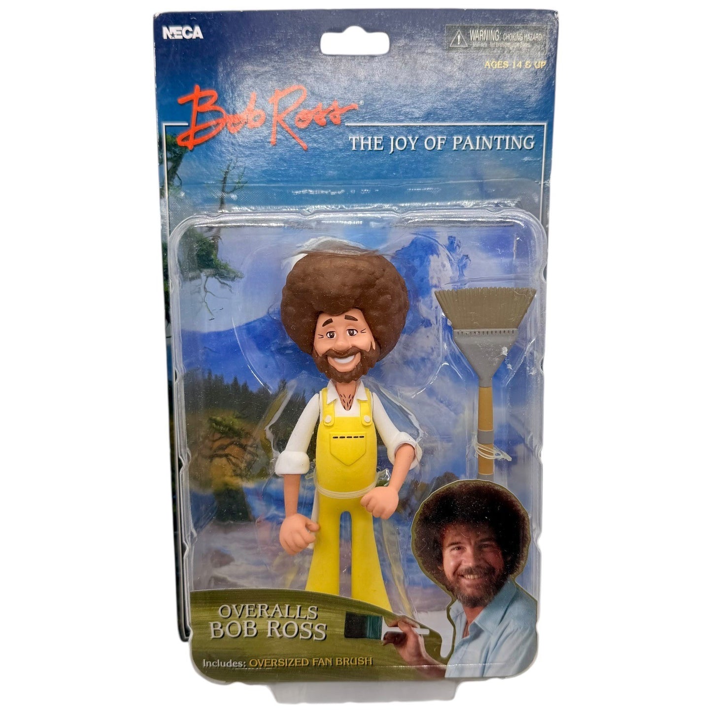NECA Bob Ross The Joy of Painting Overalls Action Figure with Fan Brush New