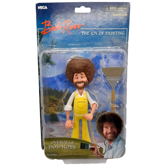 NECA Bob Ross The Joy of Painting Overalls Action Figure with Fan Brush New