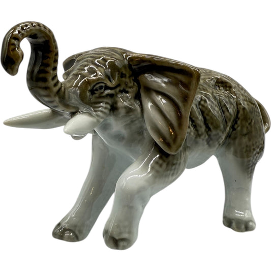Vintage Porcelain Elephant Figurine - Kyoto Japan - Collectible Animal Decor