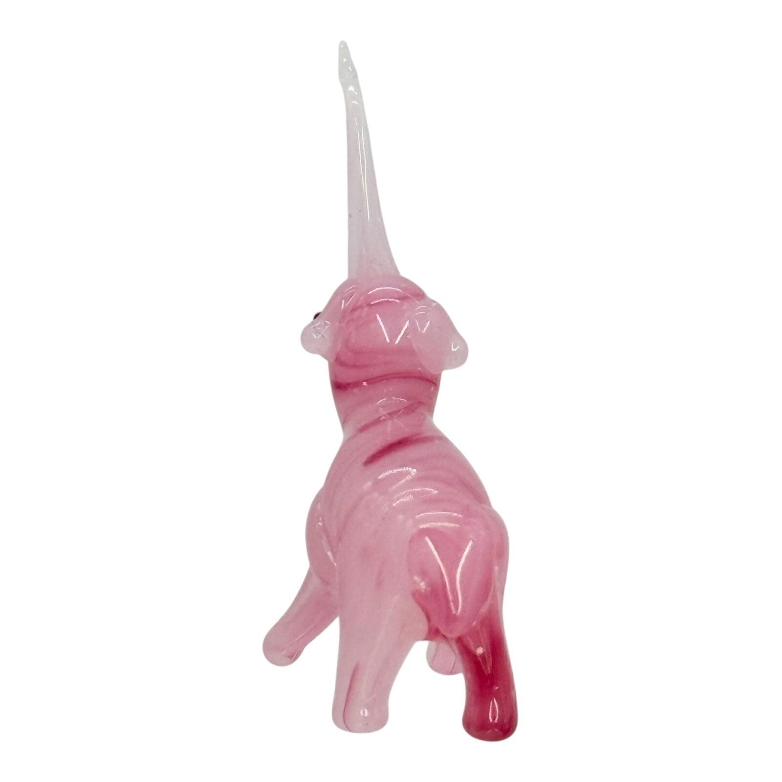 Pink Glass Elephant Figurine Hand Blown Art Glass Animal Collectible Decor