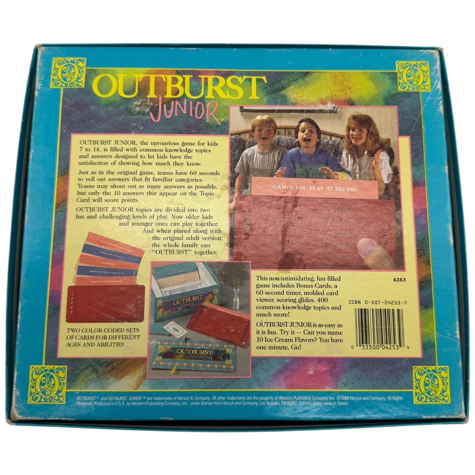Vintage 1989 Outburst Junior Board Game Hersch and Company Ages 7 to 14 4253