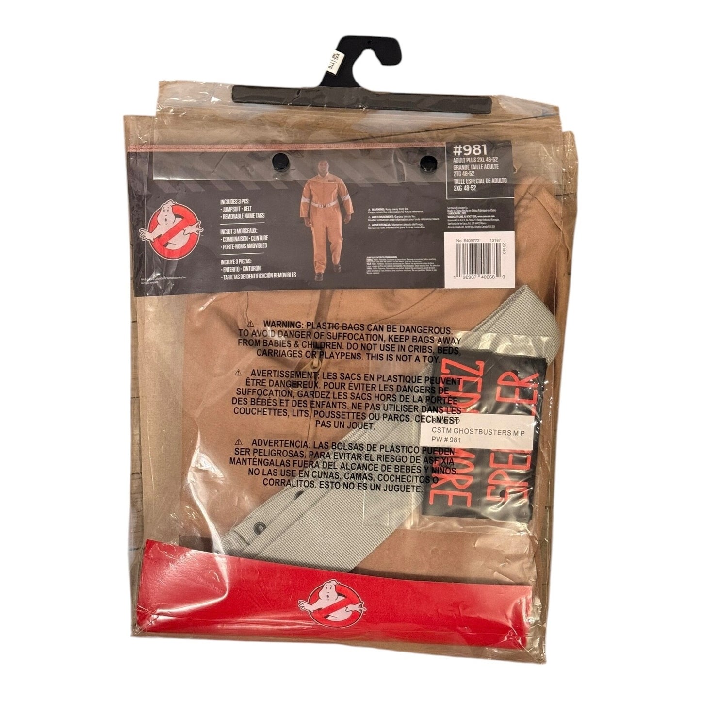 Adult Ghostbusters Costume Licensed - Adult Plus 2XL