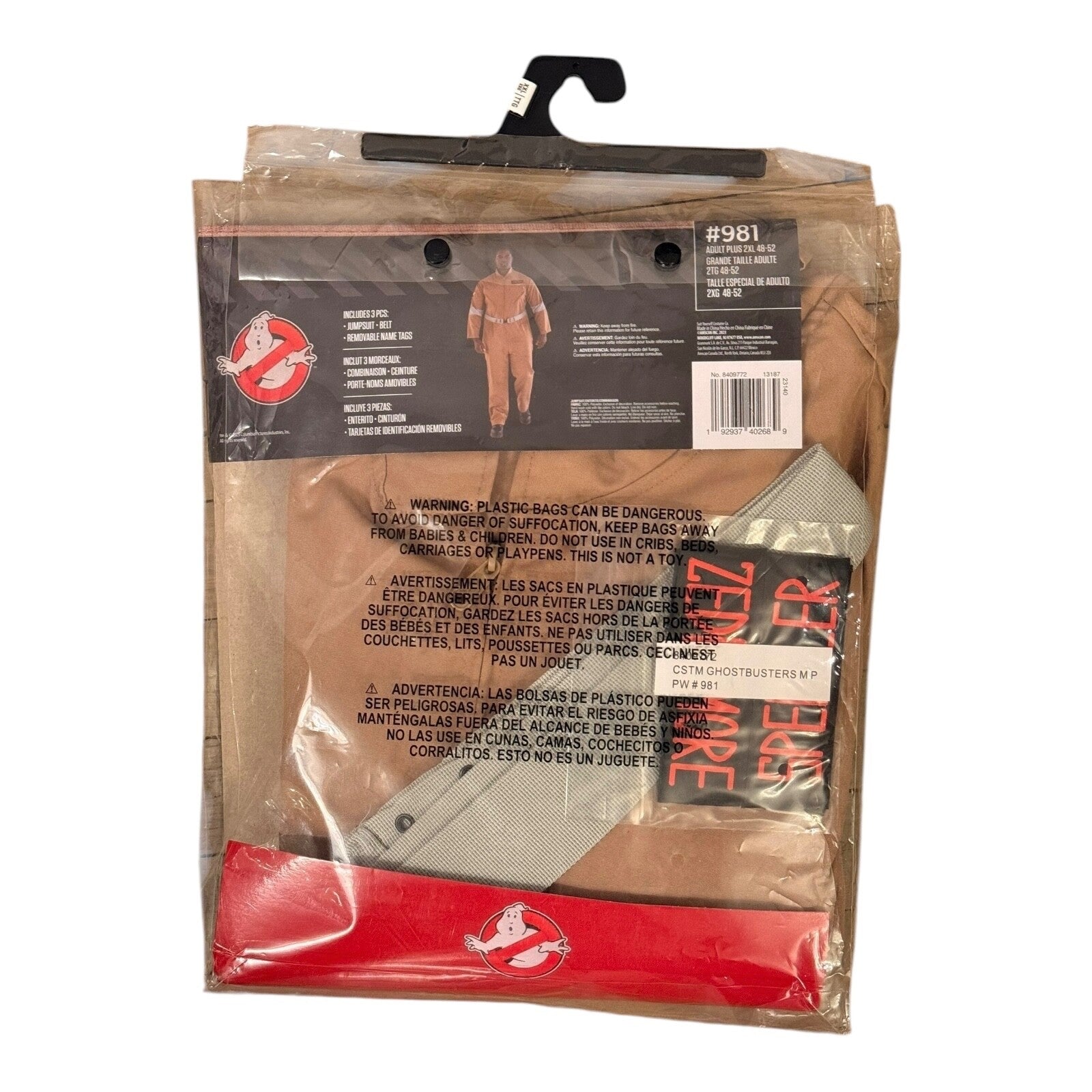Adult Ghostbusters Costume Licensed - Adult Plus 2XL