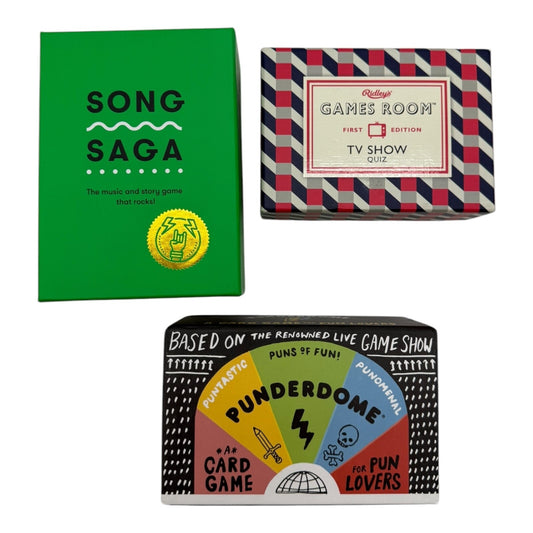 Party Games Bundle - Punderdome & Song Saga - Great Condition, Fun for All Ages