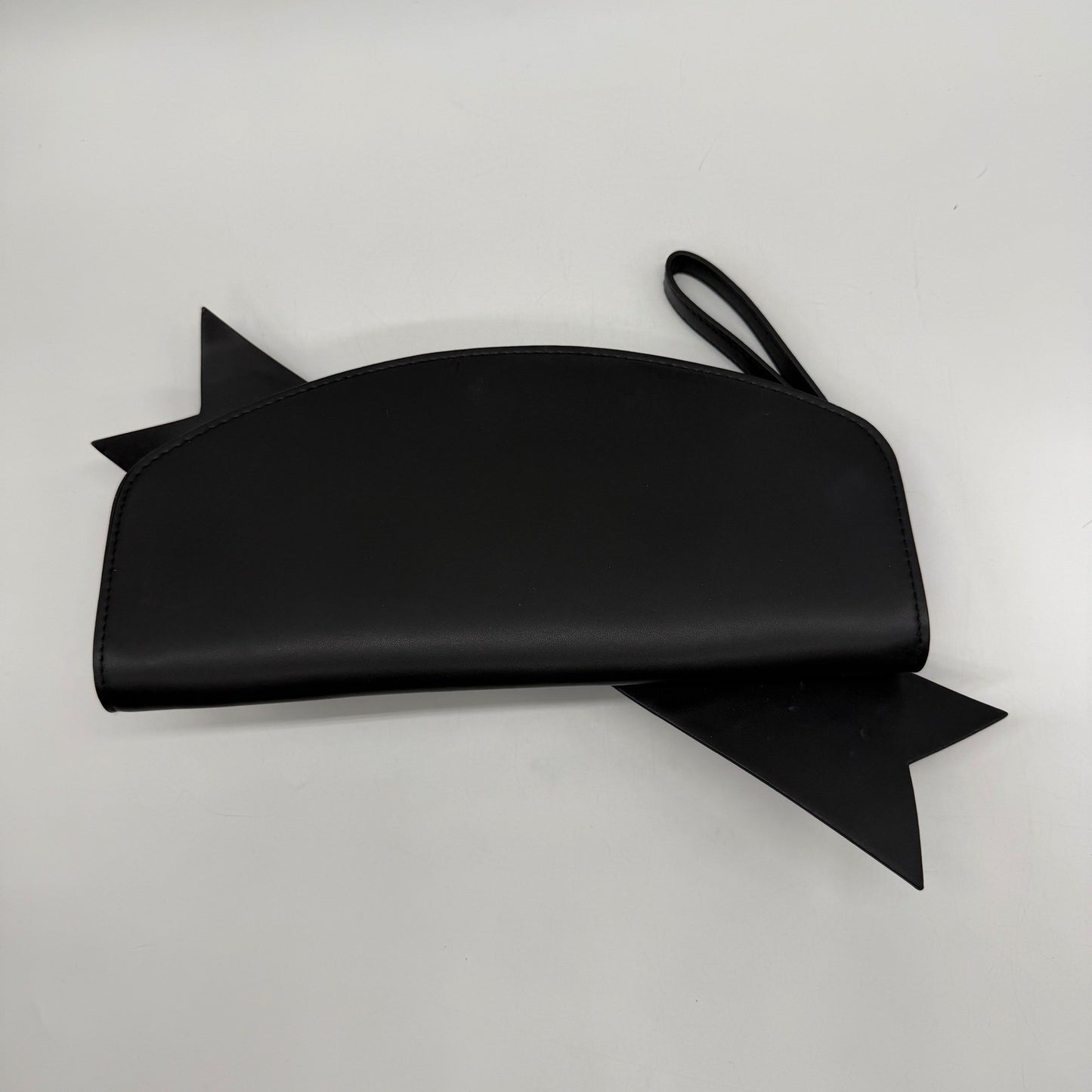 A New Day Black Oversized Bow Clutch Wristlet Evening Bag Gold Zipper Handbag