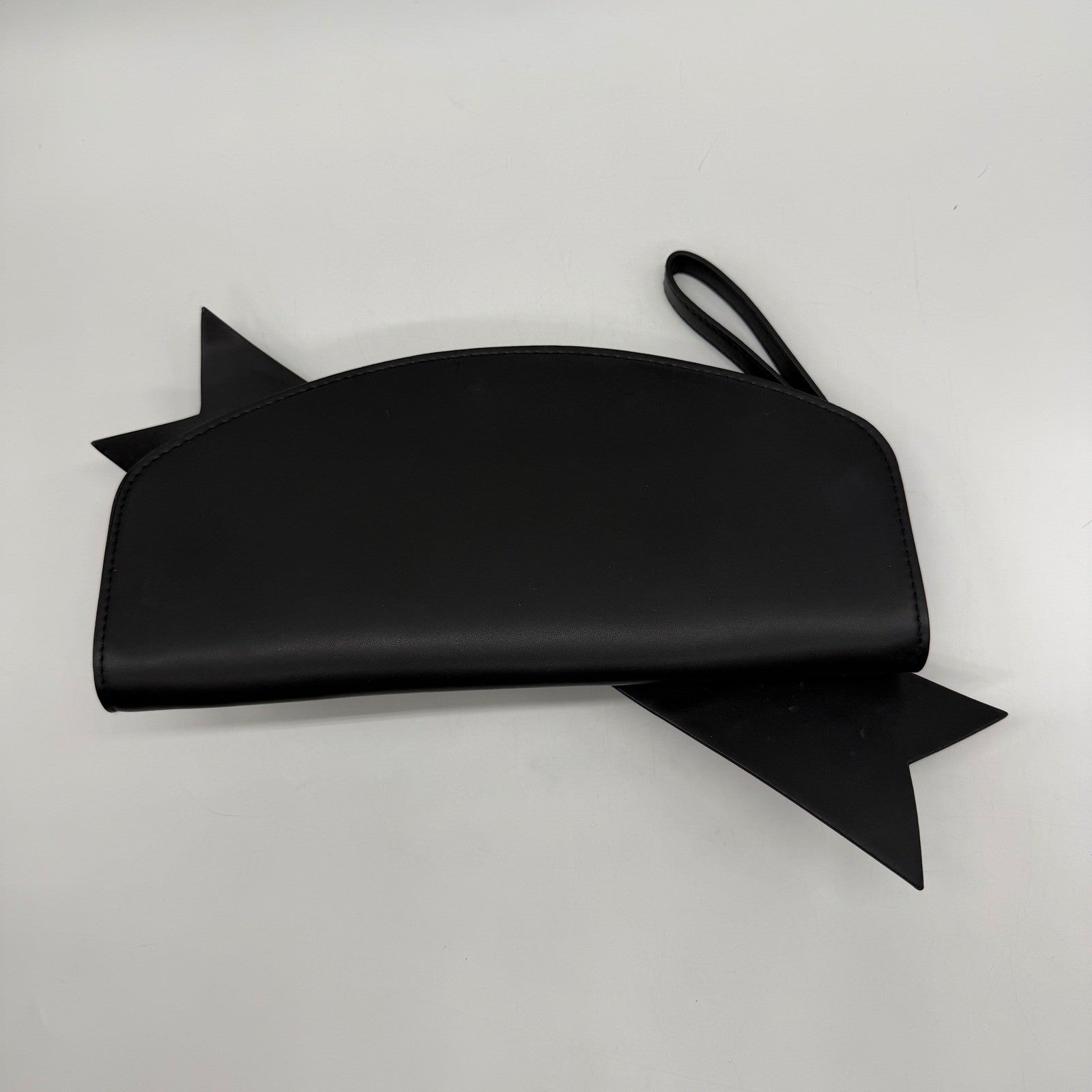 A New Day Black Oversized Bow Clutch Wristlet Evening Bag Gold Zipper Handbag