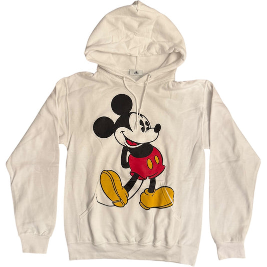 Disney Mickey Mouse Hoodie Sweatshirt Men Size Small White Pullover Cotton Blend