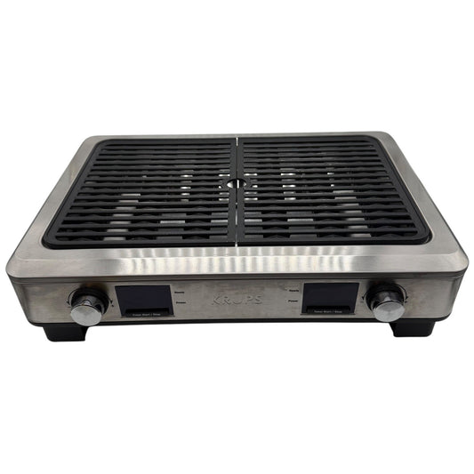 Krups PG770 Indoor Electric Grill Stainless Steel Dual Zone w Drip Tray Unused